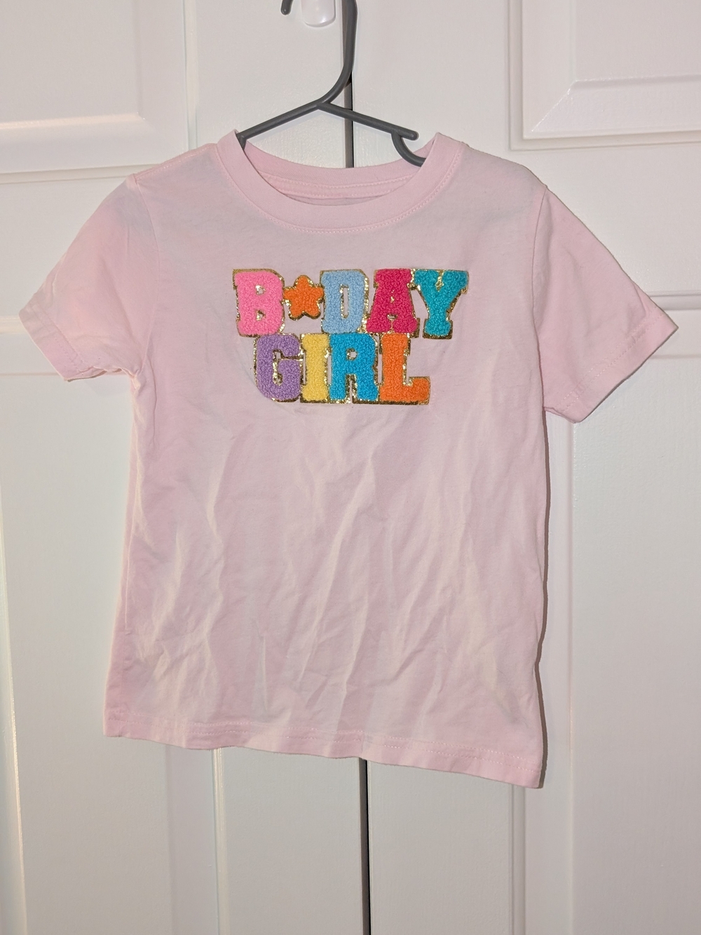 Girls' Light Pink Short Sleeve 'Bday Girl' Graphic Tee